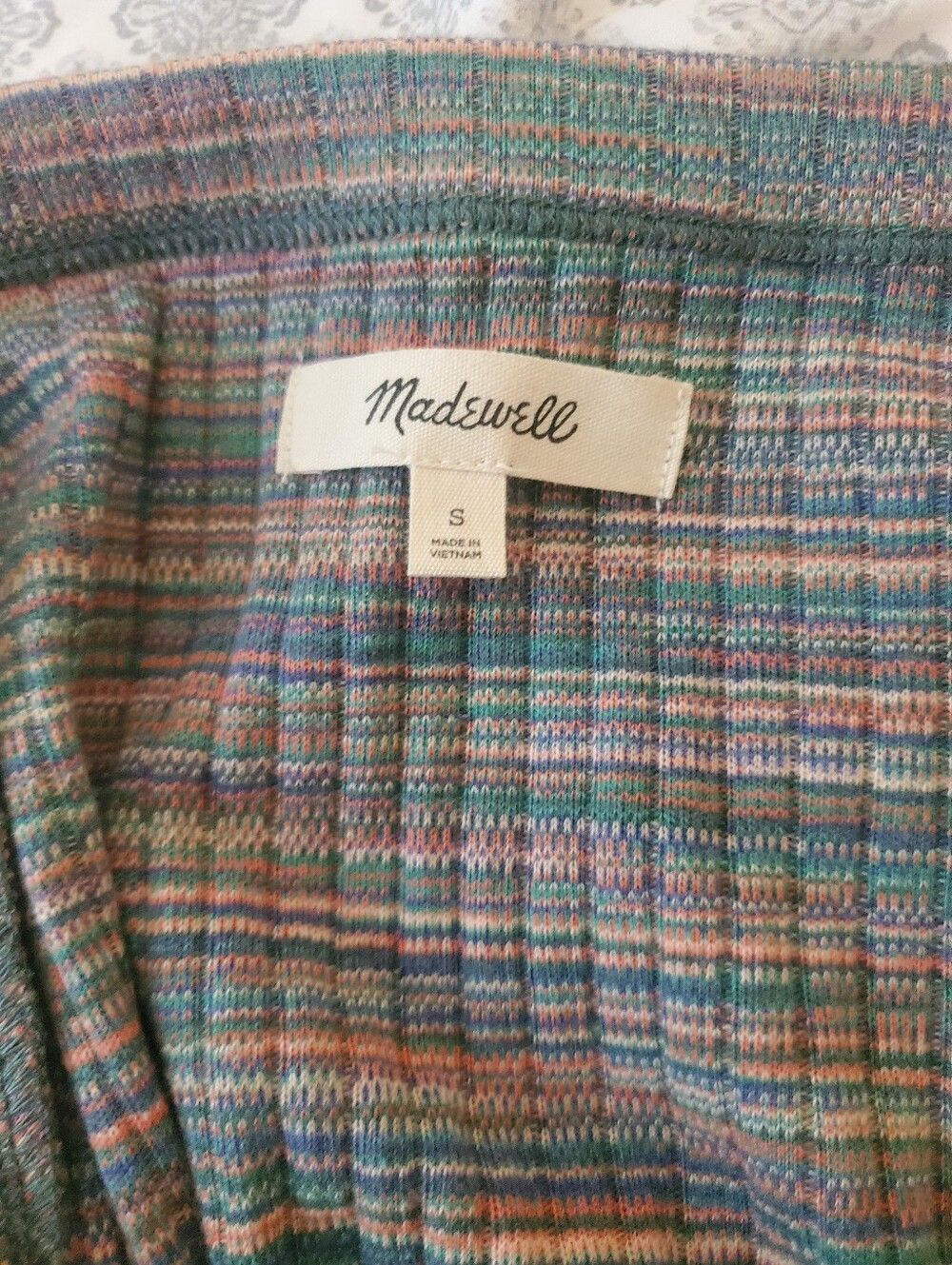 Madewell Textured Multicolor V-Neck Crop Top - Picture 2 of 3
